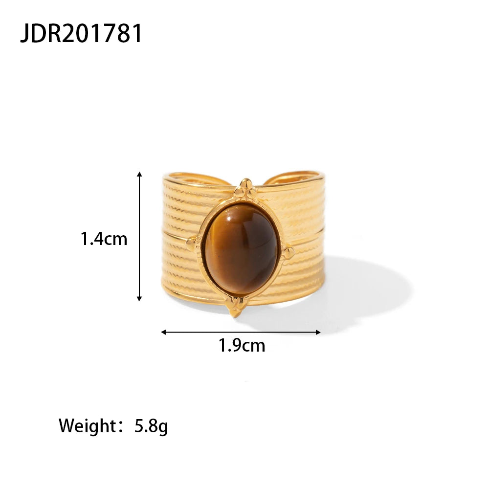 Anantavi Fashion Brown Stone Ring Oval Alpaca
