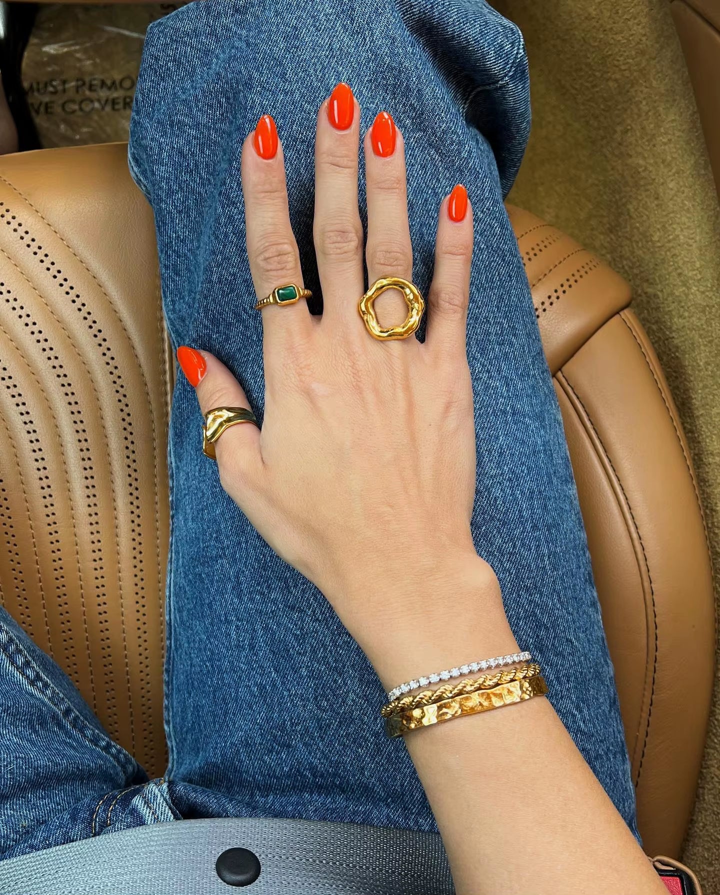 Top Quality Geometric Wide Stainless Steel Ring 18K Gold Color Waterproof 